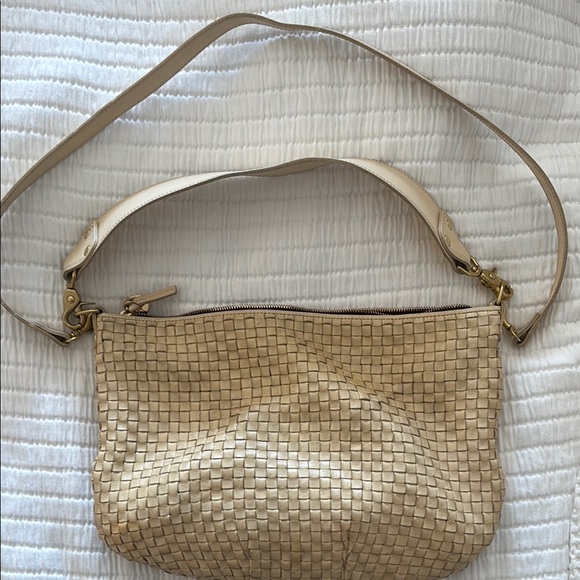 Clare V Moyen Messenger Bag in cream woven checker. - Picture 5 of 16